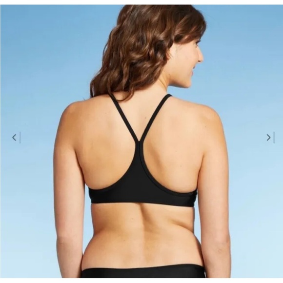 JUNIORS xhilaration black racer back bralette bikini top new black sexy - Picture 2 of 3